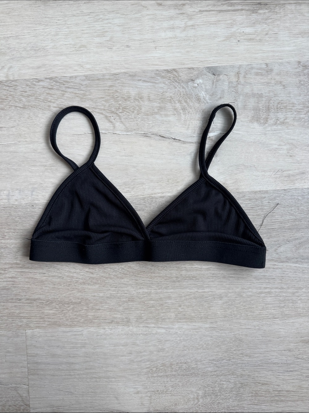 Soft Ribbed Black Triangle Bralette - Everyday Lightweight Support